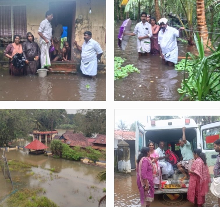 Low-lying areas under water; 12 relief camps have started functioning in Vaikom Taluk.